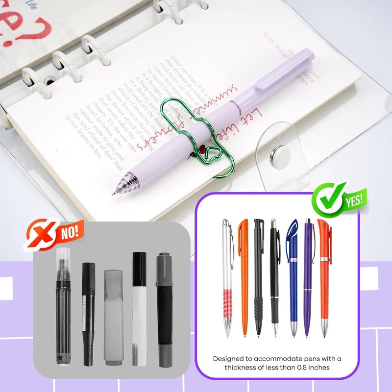 Kaileen Paper Clip Pen Holder, Metal Pen Clips for Notebook - 8 Pcs Colorful Pen Clip Holder Planner Accessories, Colorful Cute Pen Clips (Only for Pens with a Thickness of Less Than 0.5 Inches) - Image 2